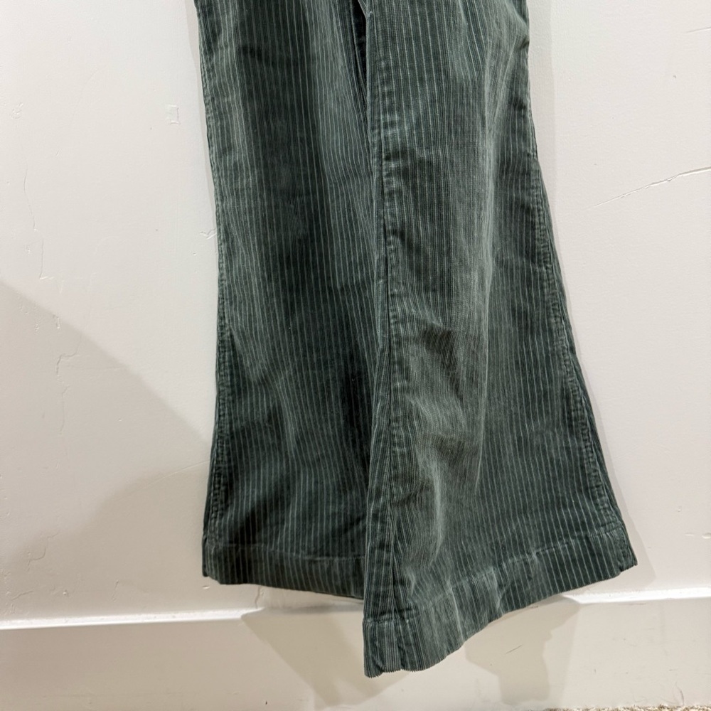 FREE PEOPLE x LEE Vintage Corduroy Flare Overalls in Greyed Olive - Picture 13 of 14